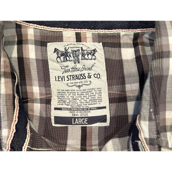Levi Strauss Western Long Sleeved Shirt size Large, Pearl Snaps, Gray Levi's - Picture 4 of 4